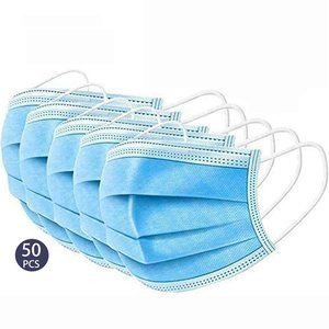 50PCS Disposable Face Protective Cover Mask(Blue)